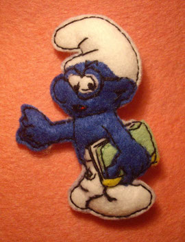 broche de fieltro pitufos