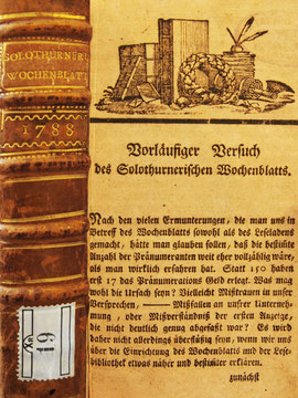 Das Solothurnische Wochenblatt, 1788. Sammlung Stadtbibliothek Solothurn, Sign. X r. 19.