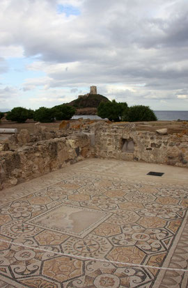 Mosaic in Phoenician archaelogical site Nora, Sardinia