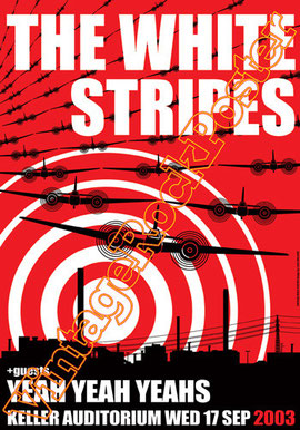 the white stripes,white stripes poster,white stripes concert,Jack White, Meg White,concert,live show, white stripes affiche,manifesto,locandina,yeah yeah yeahs,keller auditorium,Portland,2003