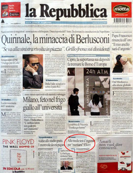 L'articolo in prima pagina su Repubblica del 19 marzo
