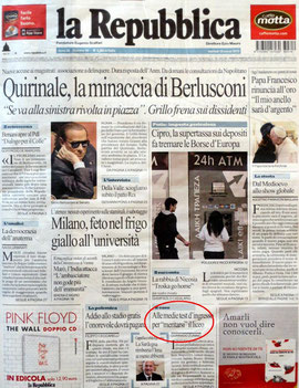 L'articolo in prima pagina su Repubblica del 19 marzo