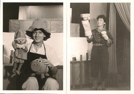Theater Lilarum, re Traude Kossatz, li Ferdinand Resch, Puppen Traude Kossatz, zum Stück "Der Farbenkönig" von Ferdinand Resch, 1984; Fotos: Theater Lilarum Traude Kossatz