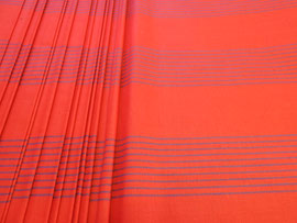 Bezugstoff rot-blau gestreift