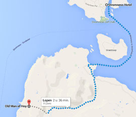 Route van Stromness naar Hoy