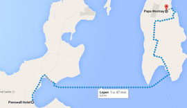 Route van Pierowall, Westray naar Papa Westray