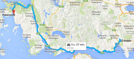 Route van Delphi naar Páleros