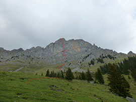 Routenverlauf, à la rechèrche de Peter Pan, Rote fluh, Mehrseillängen