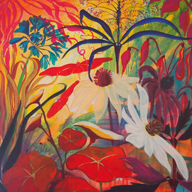 Mein wollüstiger Garten - erblüht, Acryl auf Leinwand - 100 x 100 cm - 2014
