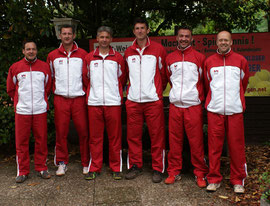 Die Herren 40-1 des TC Rot-Weiss Dillingen : Christian Warken, Achim Giro, Roman Lauer, Michael Theis, Oliver Riebel und Wolfgang Kiefer.