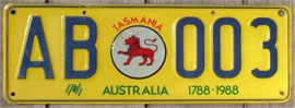 Nummernschild aus Australien Tasmanien