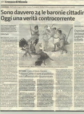 Palazzo Cirino si apre al pubblico con l'affresco tutto da ammirare- Giornale di Sicilia 13.2.2009