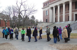 Our group on a walking tour of Harvard