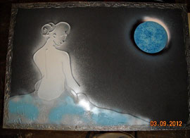 moonlight-lady in white-blue, 50x70
