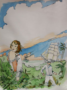 Louis, Gabriela et la Némésis, Aquarelle par Benoît d'Amat