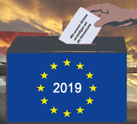 EU-Wahl. Mit unserer Stimme verteidigen wir die Demokratie. Bild:spagra