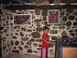 The table football room.