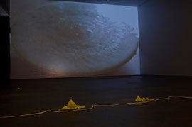 installation view of 'spring or honey' and 'far in the distance (towel mountain)'