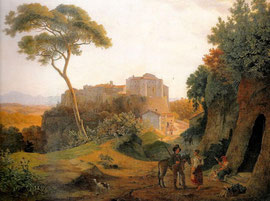 Riano (1835) ERNST CHRISTIAN FRIEDRICH (FRITZ) PETZHOLDT. Veduta di Riano con il castello. Olio su tela, cm 68 x 98,5. Anno 1835 Esposto a Copenaghen, Thorvaldsens Museum