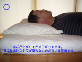 オーダー枕　敷きふとん　正しい寝姿勢　肩こり　頭痛　頭と首を支える