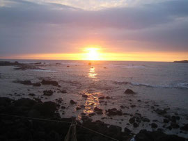 Sunset in "City of Refuge" in Big Island, Hawaii