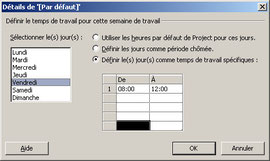Calendrier du projet