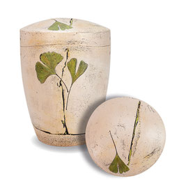 besondere Keramik Urne mit Ginkgoblatt