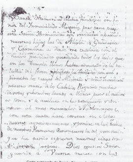 Carta autógrafa de Tomás Pérez