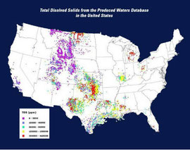 Niveles de STD en agua producida doméstica USA