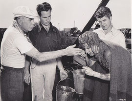 with director Gregory LaCava on the set of LADY IN A JAM
