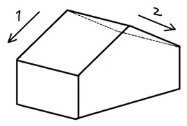 途中で傾斜の変わるもののパース作画①