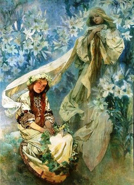 ALPHONSE MUCHA - Madonna of the Lillies (1905)