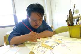 堆肥の袋詰め作業風景