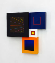 Richard Schur, Spatial Object, 2018, acrylic, wood, 50 x 50 x 9 cm  / 20 x 20 x 3,5 inch, available at Kristin Hjellegjerde Gallery, London and Berlin