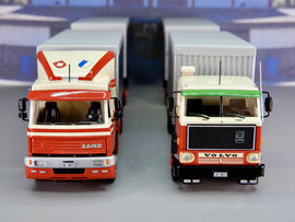 LIAZ und Volvo F89 Kipp-Anhängerzüge, Losetransporte (Sägemehl, Hobelspäne) / Interspan Tschopp