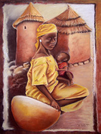Calebasse -pastel 50X65- Mali