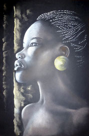 portrait femme  -pastel sec - Mali