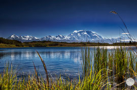 Bild: the Denali seen from the reflection pond, Denali Nationalpark, Alask, "dominating Denali"; www.2u-pictureworld.de