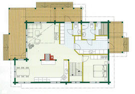 Ein Entwurf für Wohnblockhaus - Holzhaus in Blockbauweise - EG auf Wunsch mit Sauna - Nordrhein Westfalen 