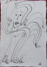 Naives Treiben, Tusche auf Papier, 11x15,5cm, 120€