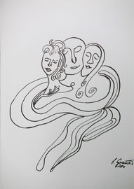 Eingebunden, Tusche auf Papier, 150 € 
