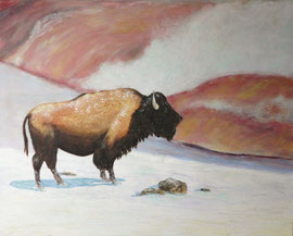 Bison im Winter, 60x80cm, verkauft