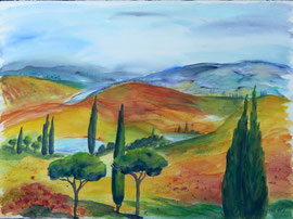 Landschaft mit See, ca. 50x70cm