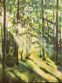 Sonnendurchfluteter Wald, 60x80cm, verkauft