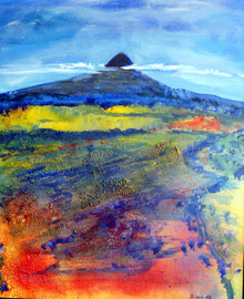 In weiter Ferne, 50 x60 cm, Malplatte mit schwarzem Metallrahmen