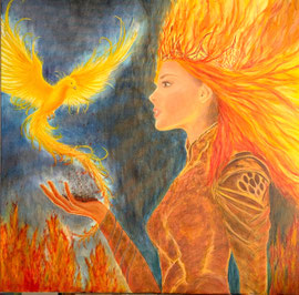 Feuerkönigin, 80 x80 cm