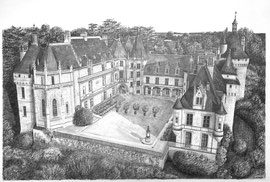 L'Atelier de Capucine Minot - Dessin du Château de Chaumont-sur-Loire 