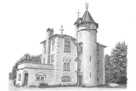 L'Atelier de Capucine Minot - Dessin d'un château au crayon graphite