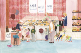 Doppelseite, "Susie im Supermarkt", Daniel Fehr, Bohem Verlag, 2024
