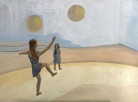 le vol du ballon, huile sur toile, 54x73 cm